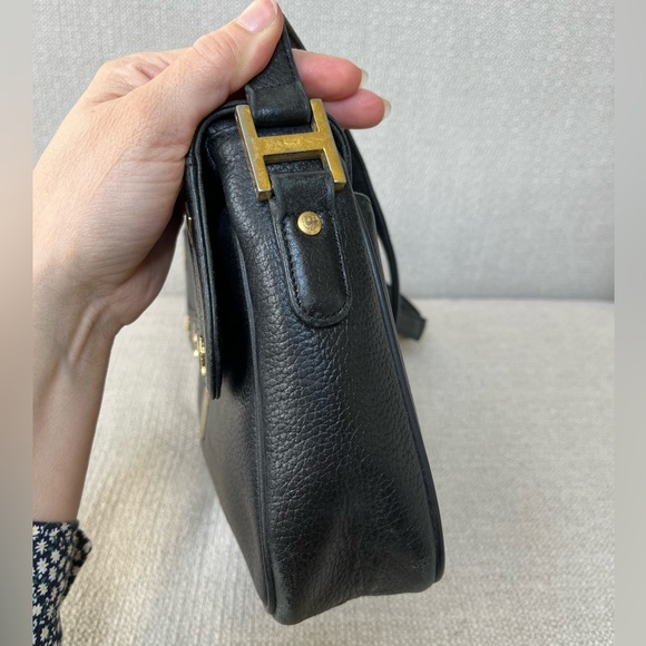 Vintage MCM Leather Crossbody Messenger Shoulder Sling Bag Purse Black Studded - Picture 7 of 16